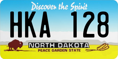 ND license plate HKA128
