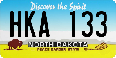 ND license plate HKA133