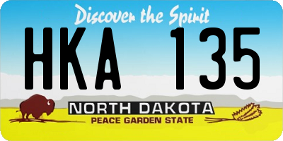 ND license plate HKA135