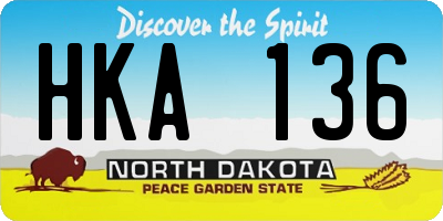 ND license plate HKA136