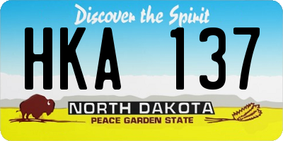 ND license plate HKA137