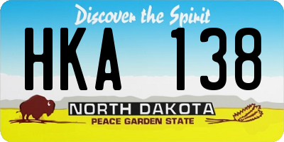 ND license plate HKA138