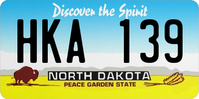 ND license plate HKA139