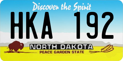 ND license plate HKA192