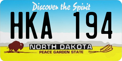 ND license plate HKA194