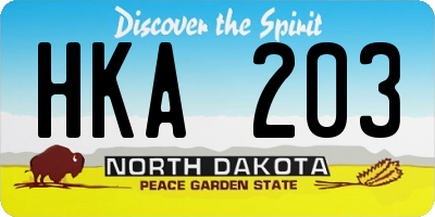 ND license plate HKA203