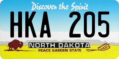 ND license plate HKA205