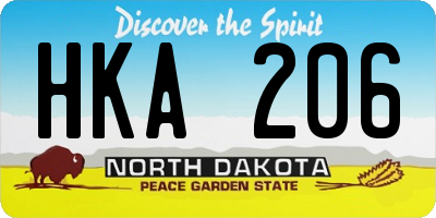 ND license plate HKA206