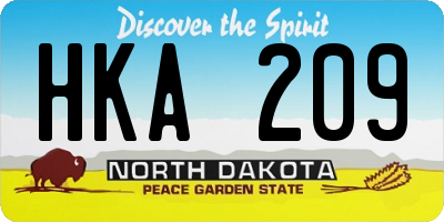 ND license plate HKA209