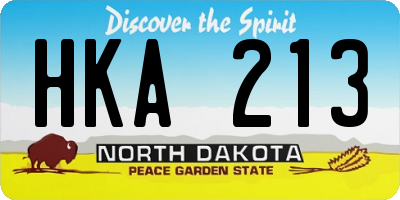 ND license plate HKA213