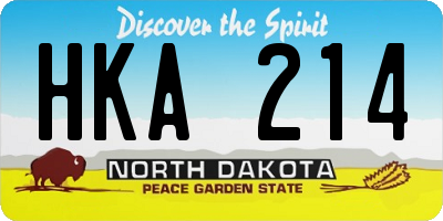 ND license plate HKA214