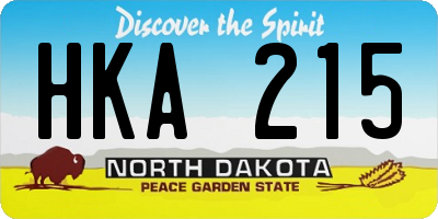 ND license plate HKA215