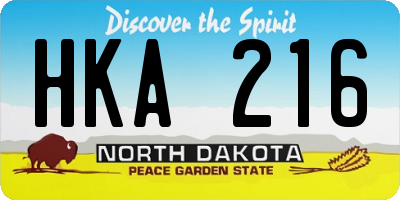 ND license plate HKA216