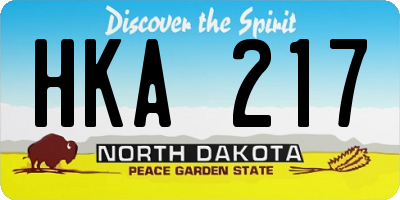 ND license plate HKA217