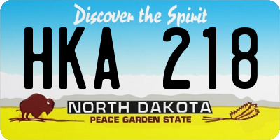 ND license plate HKA218