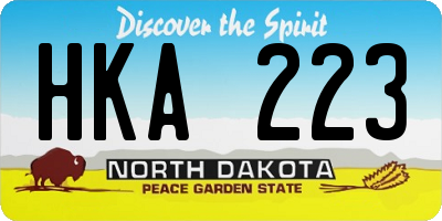 ND license plate HKA223