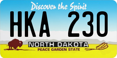 ND license plate HKA230