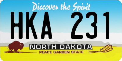 ND license plate HKA231