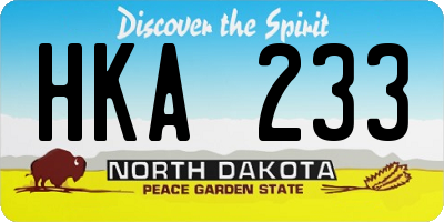 ND license plate HKA233