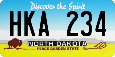 ND license plate HKA234