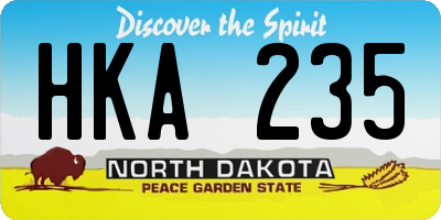 ND license plate HKA235