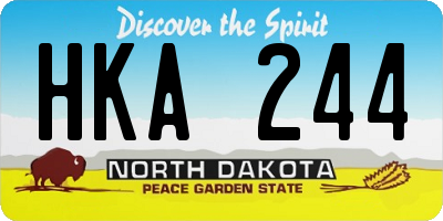 ND license plate HKA244