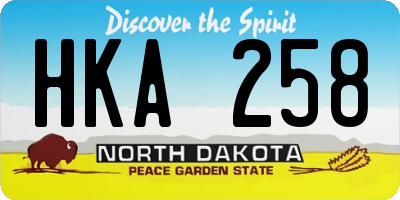 ND license plate HKA258