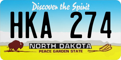 ND license plate HKA274