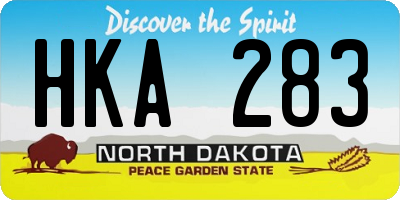 ND license plate HKA283