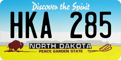 ND license plate HKA285