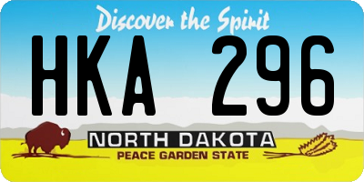 ND license plate HKA296