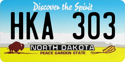 ND license plate HKA303