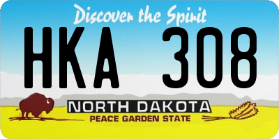 ND license plate HKA308