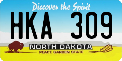 ND license plate HKA309