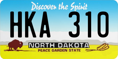 ND license plate HKA310