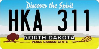 ND license plate HKA311