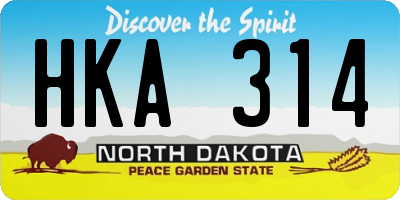 ND license plate HKA314