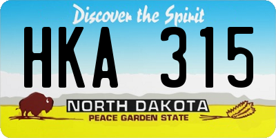 ND license plate HKA315