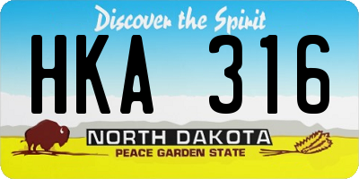 ND license plate HKA316