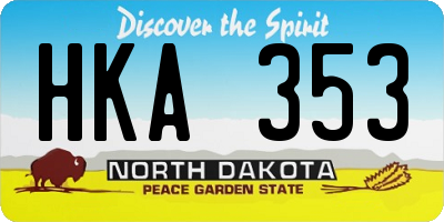 ND license plate HKA353