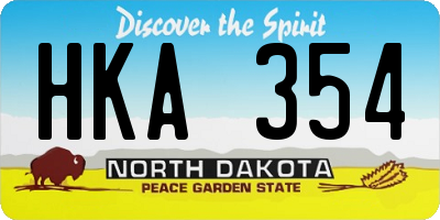 ND license plate HKA354