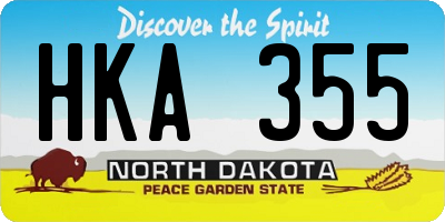 ND license plate HKA355