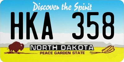 ND license plate HKA358