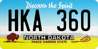 ND license plate HKA360