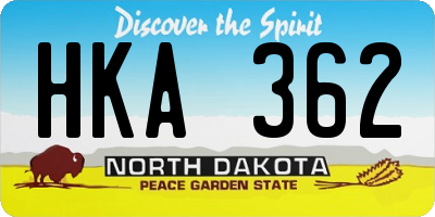 ND license plate HKA362