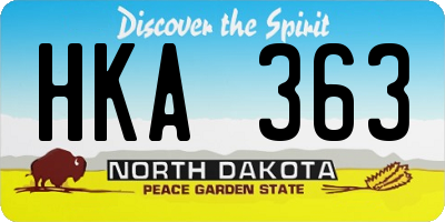 ND license plate HKA363
