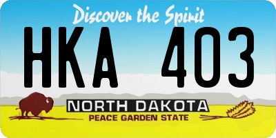 ND license plate HKA403
