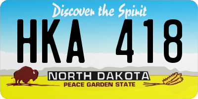 ND license plate HKA418