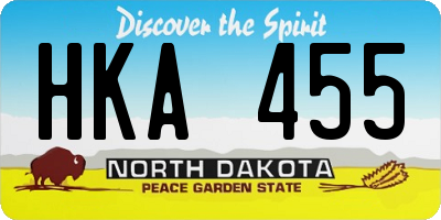 ND license plate HKA455