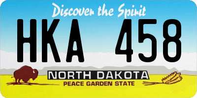 ND license plate HKA458